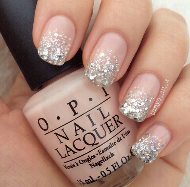 white glitter ombre nails