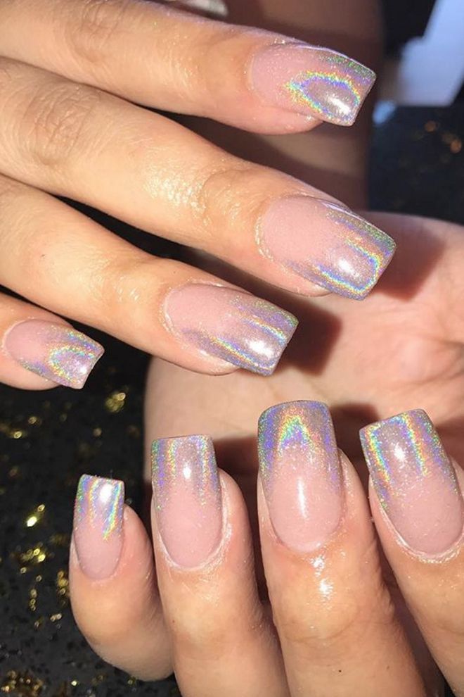 white glitter ombre nails