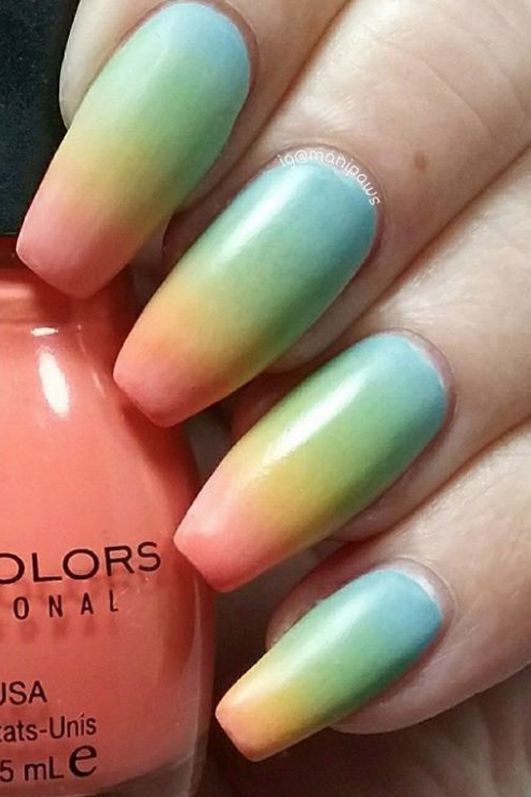 rainbow ombre nails