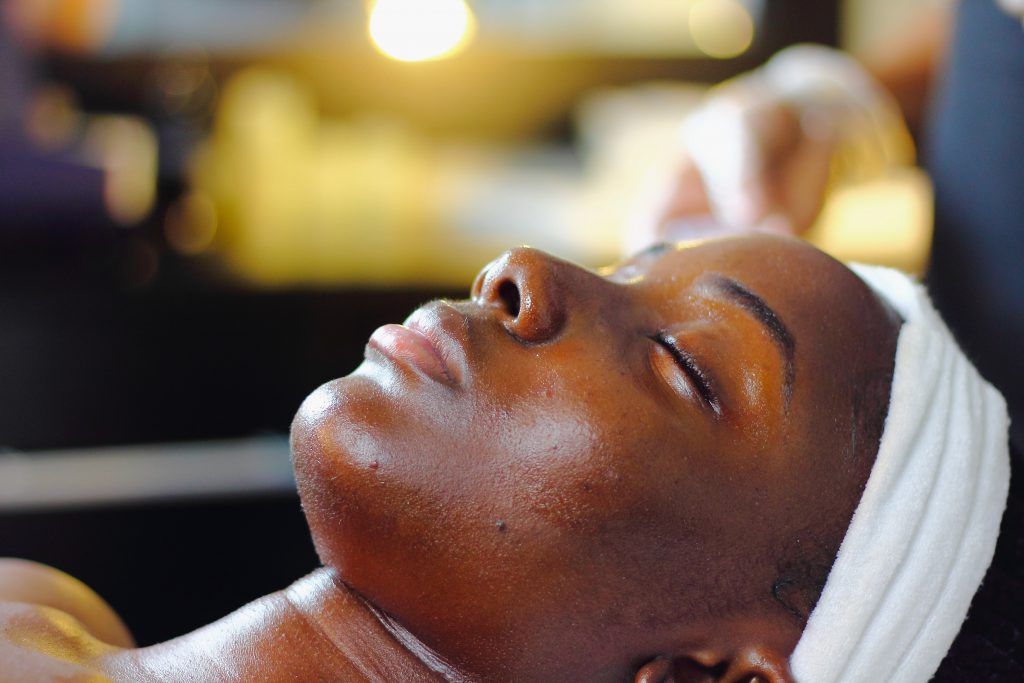 woman at spa facial massage