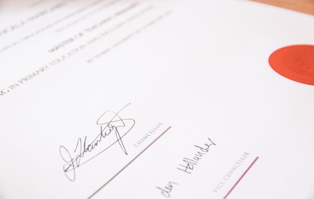 A signature on a form 